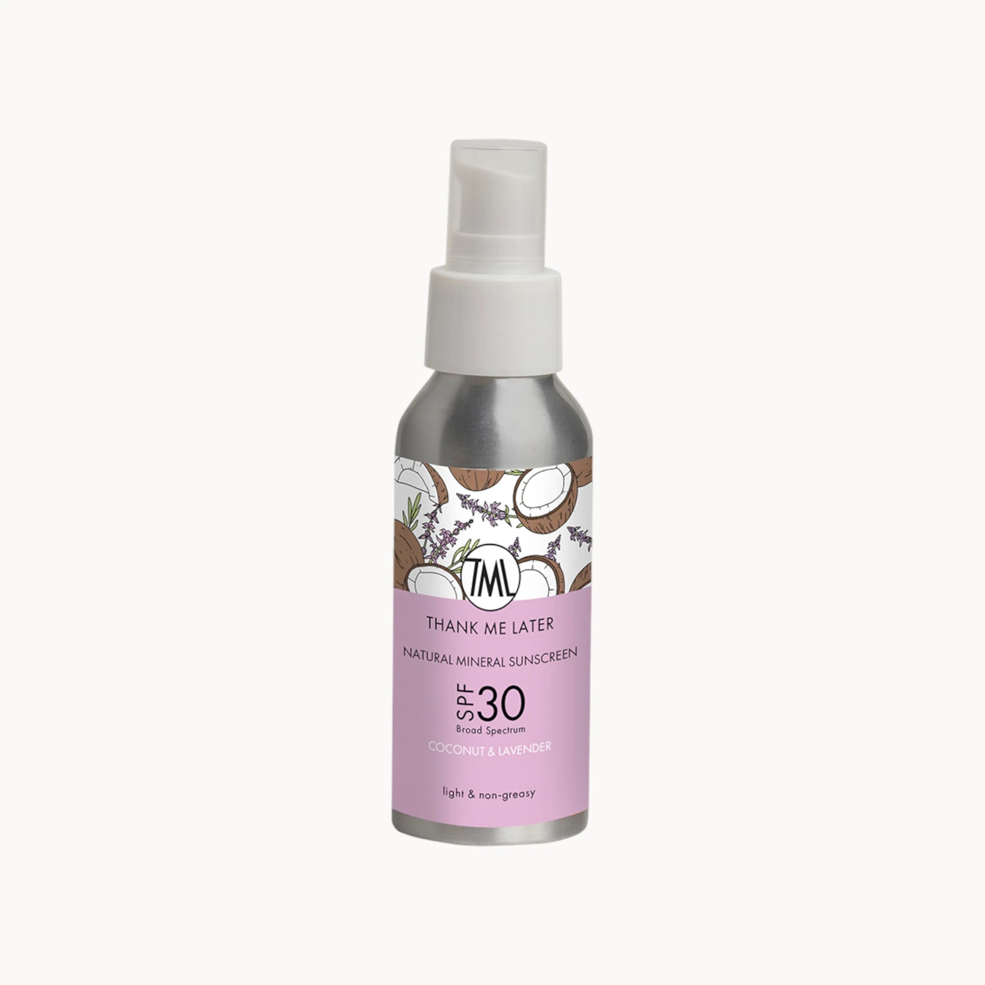 THANK ME LATER - NATURAL MINERAL SPF 30 - COCONUT & LAVENDER - dehuidspecialistshop